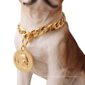 Etiquetas de perros personalizadas Bulldog Nombre de bronce Rapado de la marca 24k Gold Pet Medalla de identidad de perros